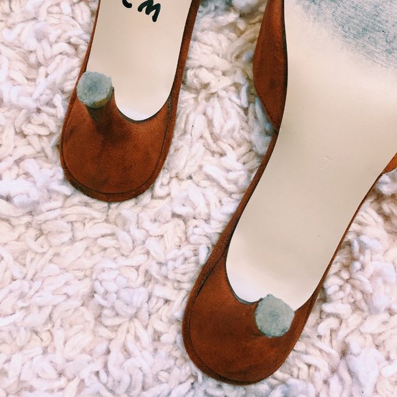 FSJ Shoes Brown Satin Heel With Front Strap - Picture 9 of 13